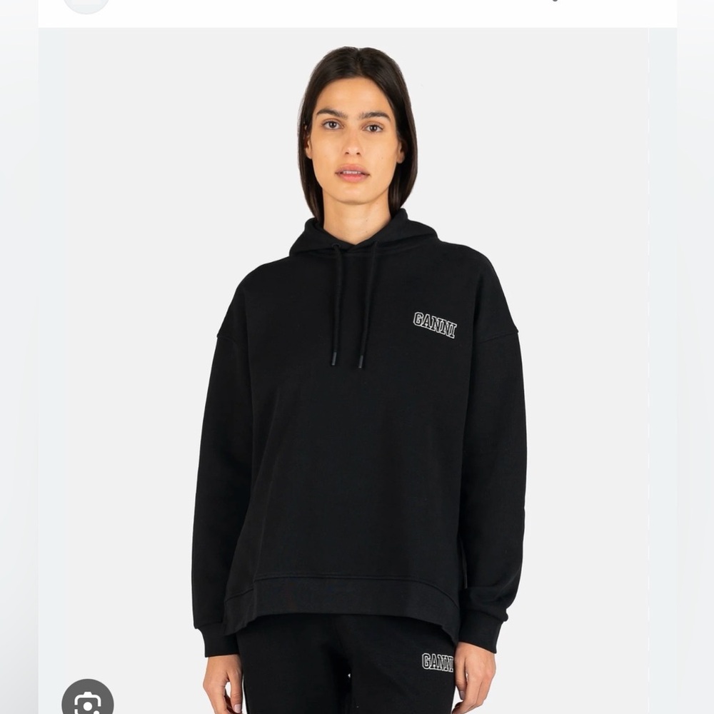 GANNI Hooded Sweatshirt in Black Sz M